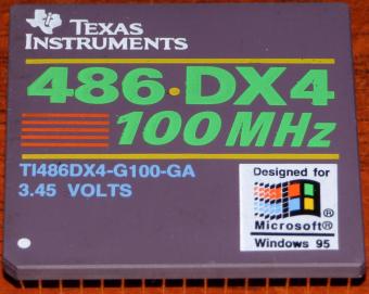 Texas Instruments 486 DX4 100 MHz CPU (Ti486DX4-G100-GA) 3.45V Win95-Logo Nr: 4085999-0001, CA1-71CFH8T Taiwan 1995